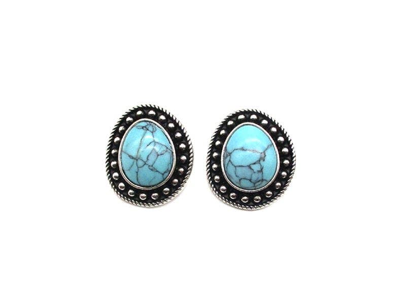 Western Turquoise Oval Stud Earring
