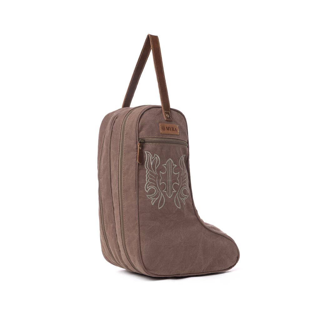 Sunstone Cotton &amp; Leather Boot Bag in Sandy Taupe