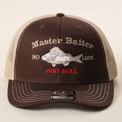 Master Baiter No Luck Just Skill Embroidered Trucker Hat