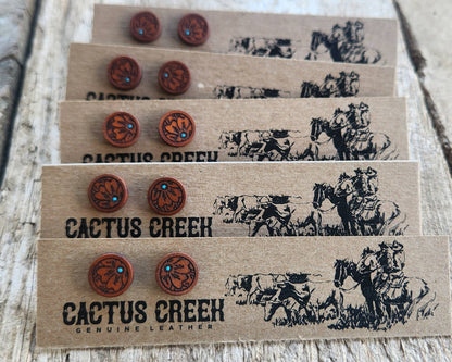 &quot;Mini Millie&quot; Handmade Genuine Leather Stud Earrings