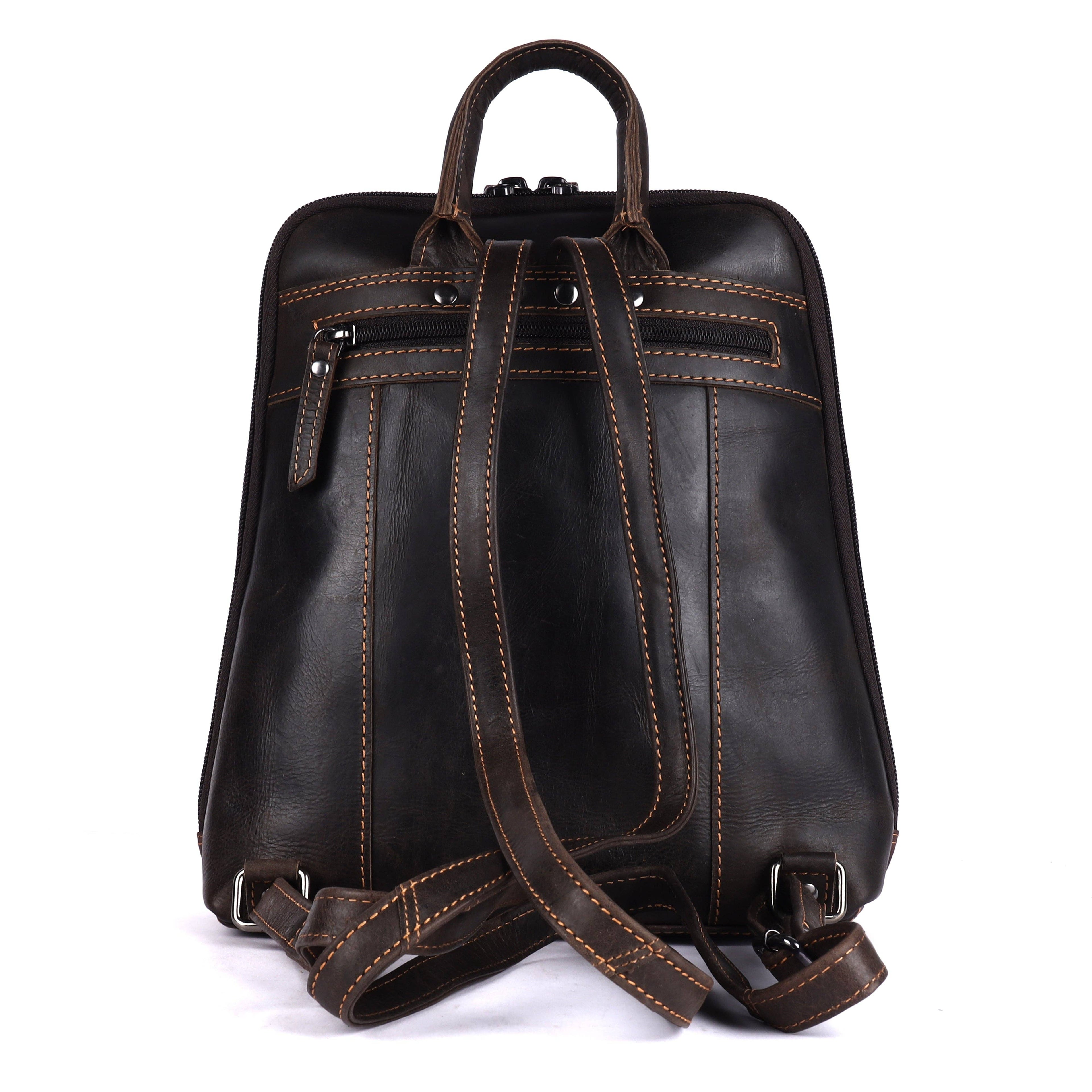 Greenwood Hartley Leather Backpack Dark Brown