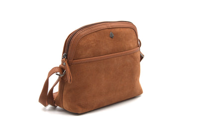 Sage – Cognac Suede Crossbody Bag