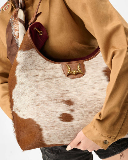 LW Large Purse - In Brown &amp; White Cowhide &amp; Calfskin