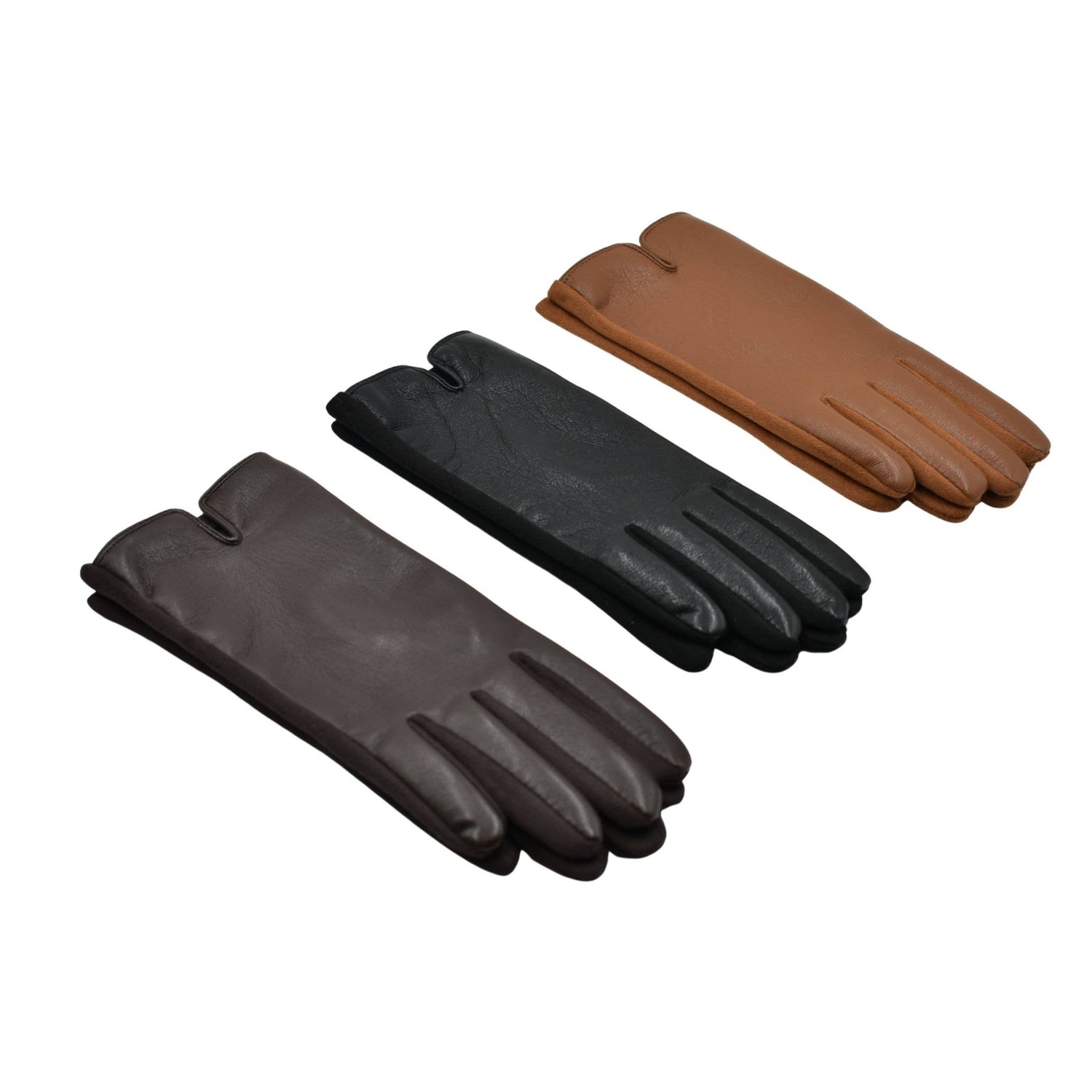 THSG1160: Chocolate: Faux Leather Gloves