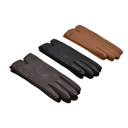 THSG1160: Chocolate: Faux Leather Gloves