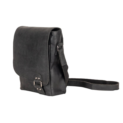 Leather Shoulder Bag Black - Hobart GW834BLK