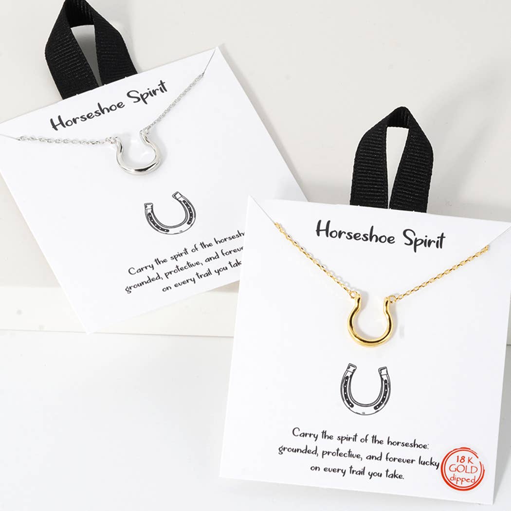 Horseshoe Spirit Pendant  Gold Dipped Necklace