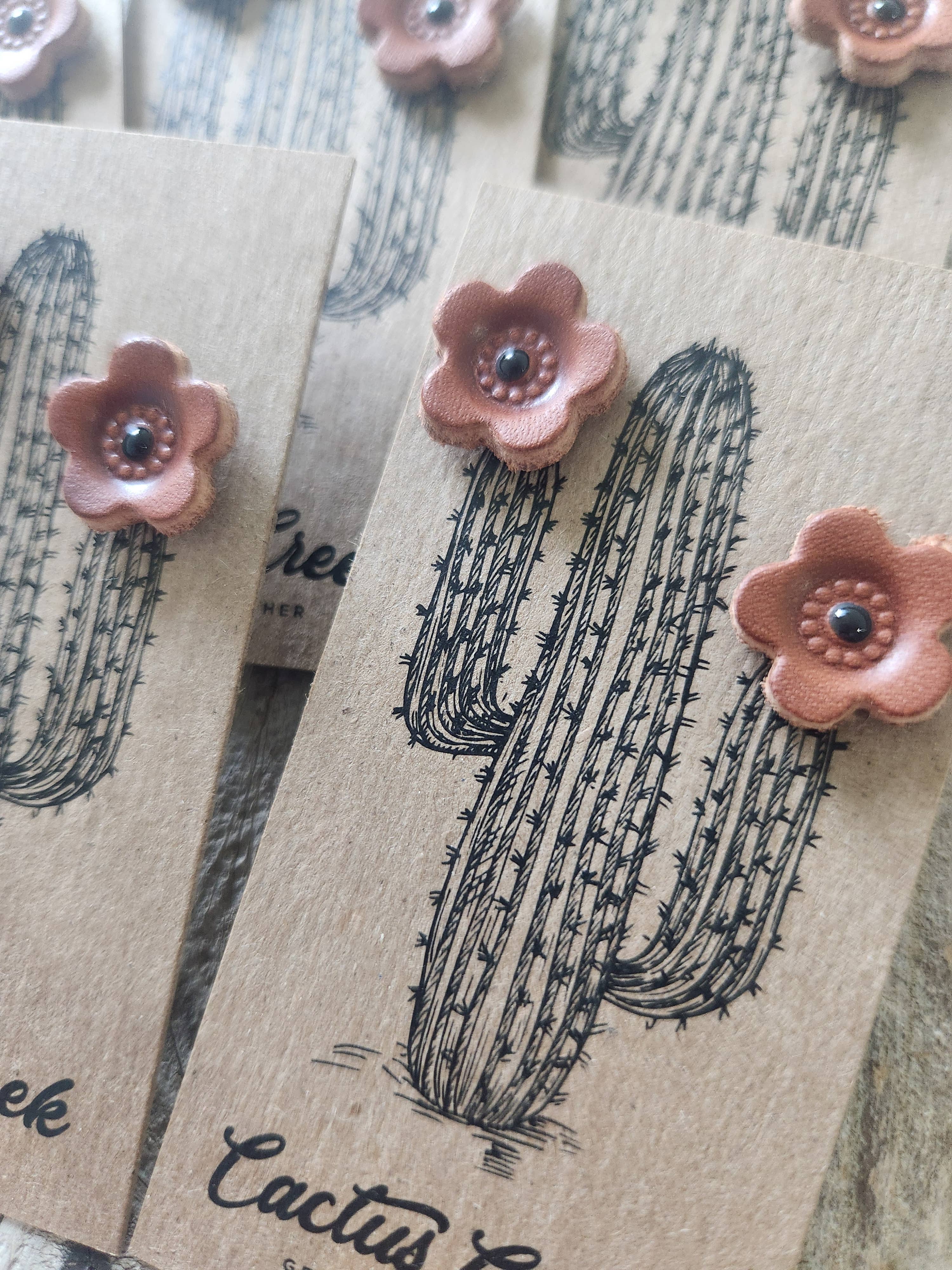Desert Daisy - Genuine Leather Post Earrings