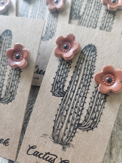 Desert Daisy - Genuine Leather Post Earrings