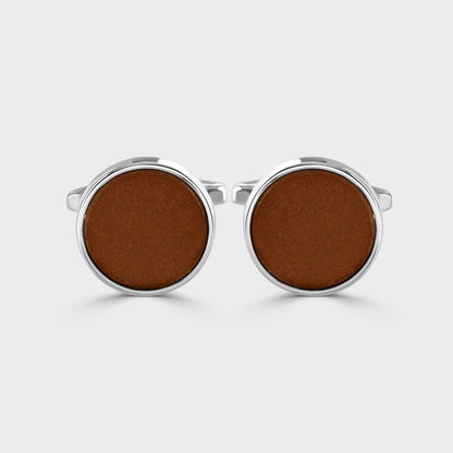Genuine Leather Inlay Cufflinks 