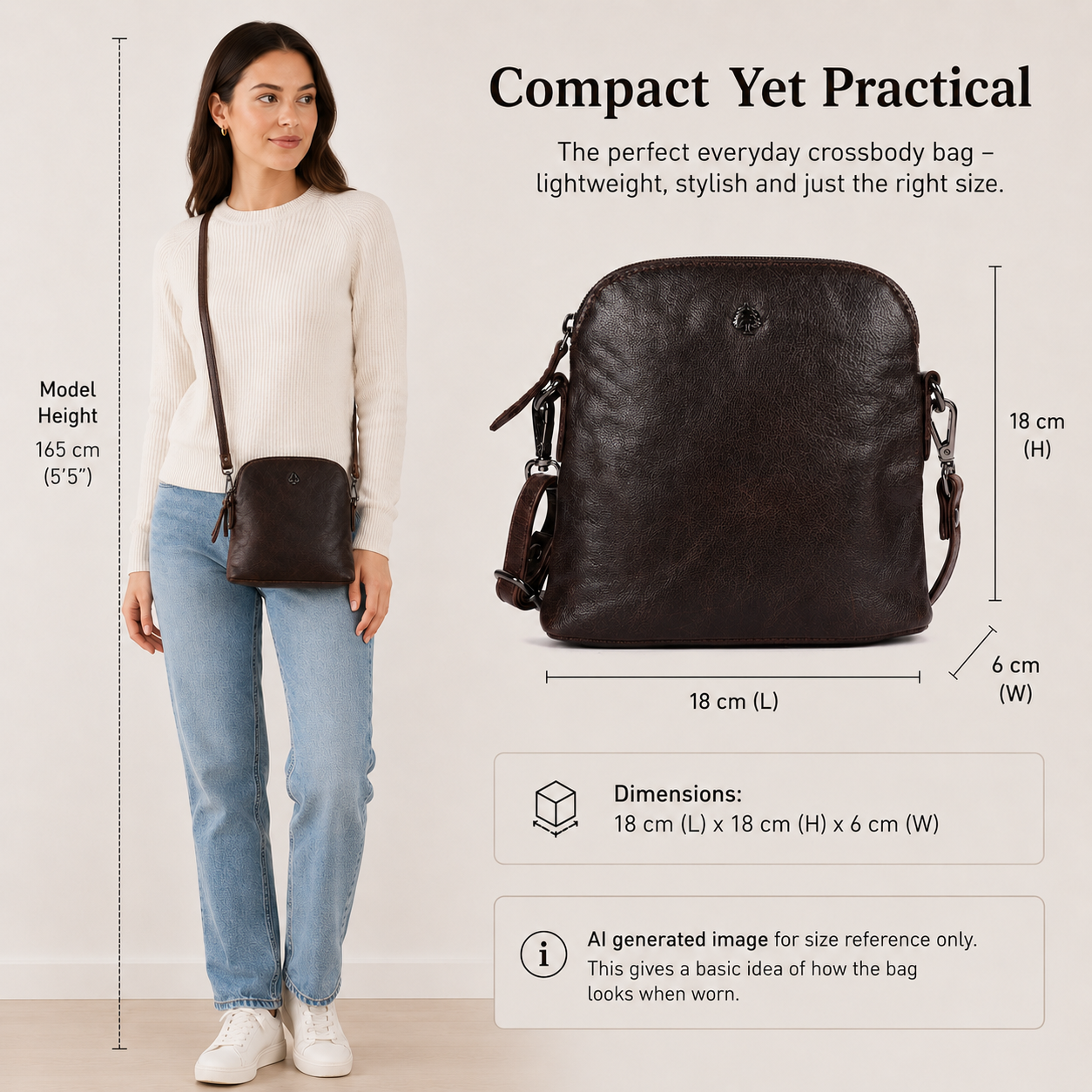 Alder Leather Crossbody Bag – Genuine Leather Sling Bag for Women (Dark Brown)