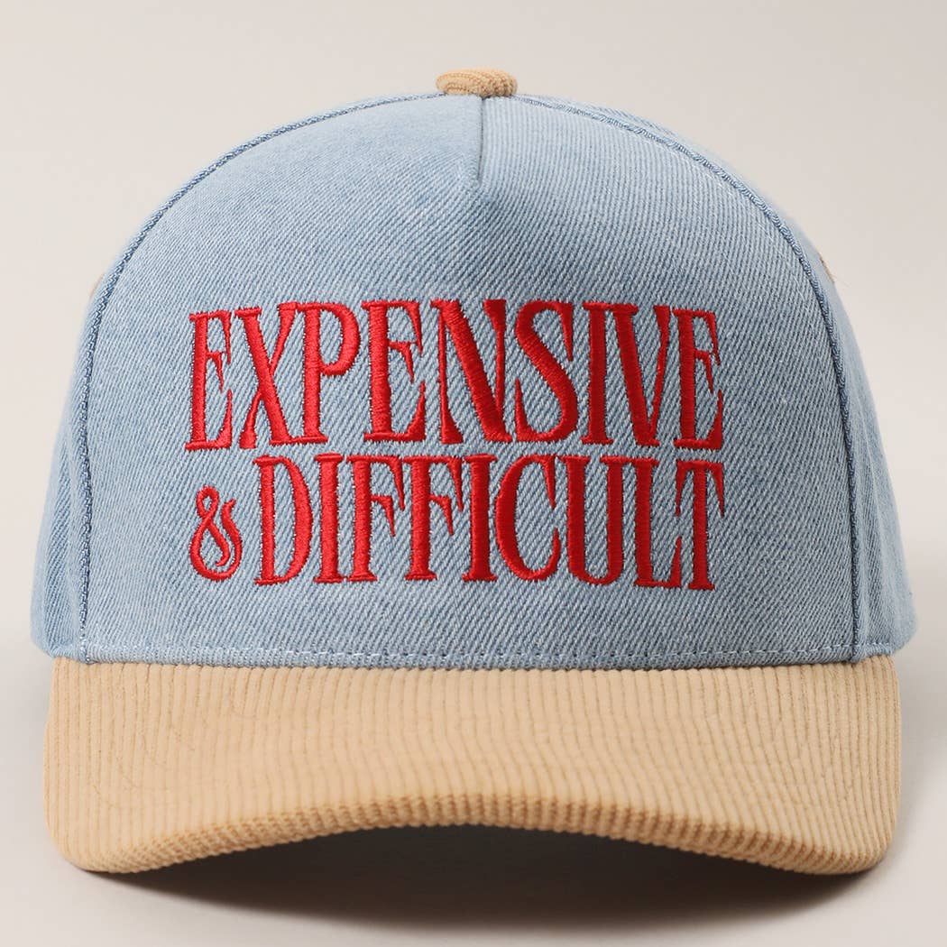 EXPENSIVE DIFFICULT Denim Corduroy Trucker Hat
