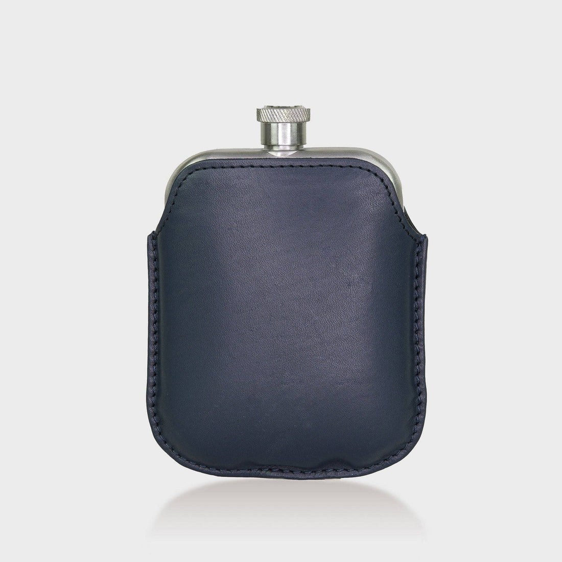 Stainless Steel Hip Flask With Leather Sleeve - Navy