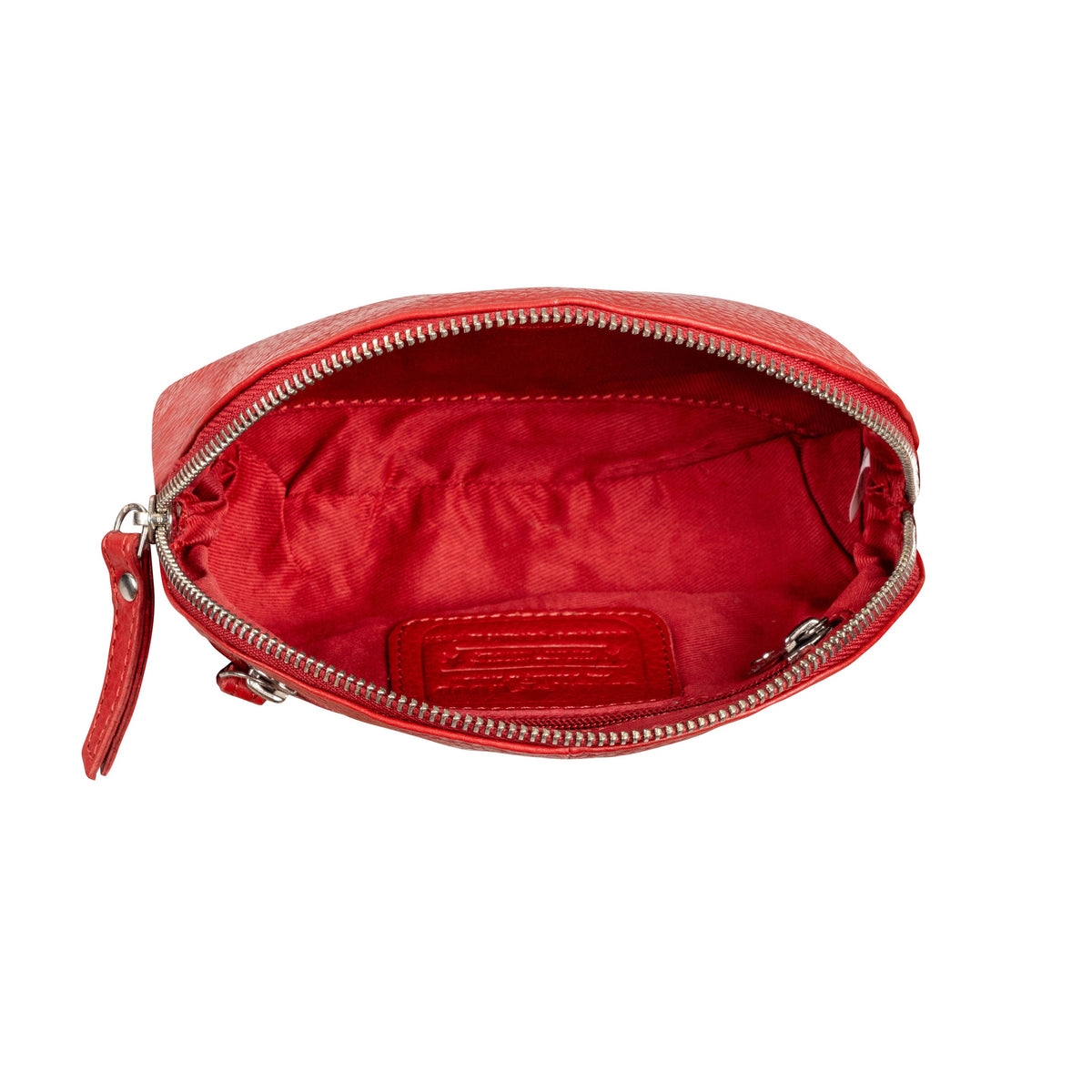 Classic Red Leather Zip Coin Pouch