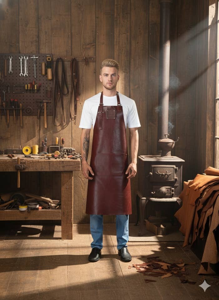 Classic Chestnut Leather Apron Durable, Stylish &amp; Handmade