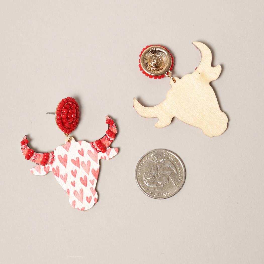 Wooden Bull Head earrings 