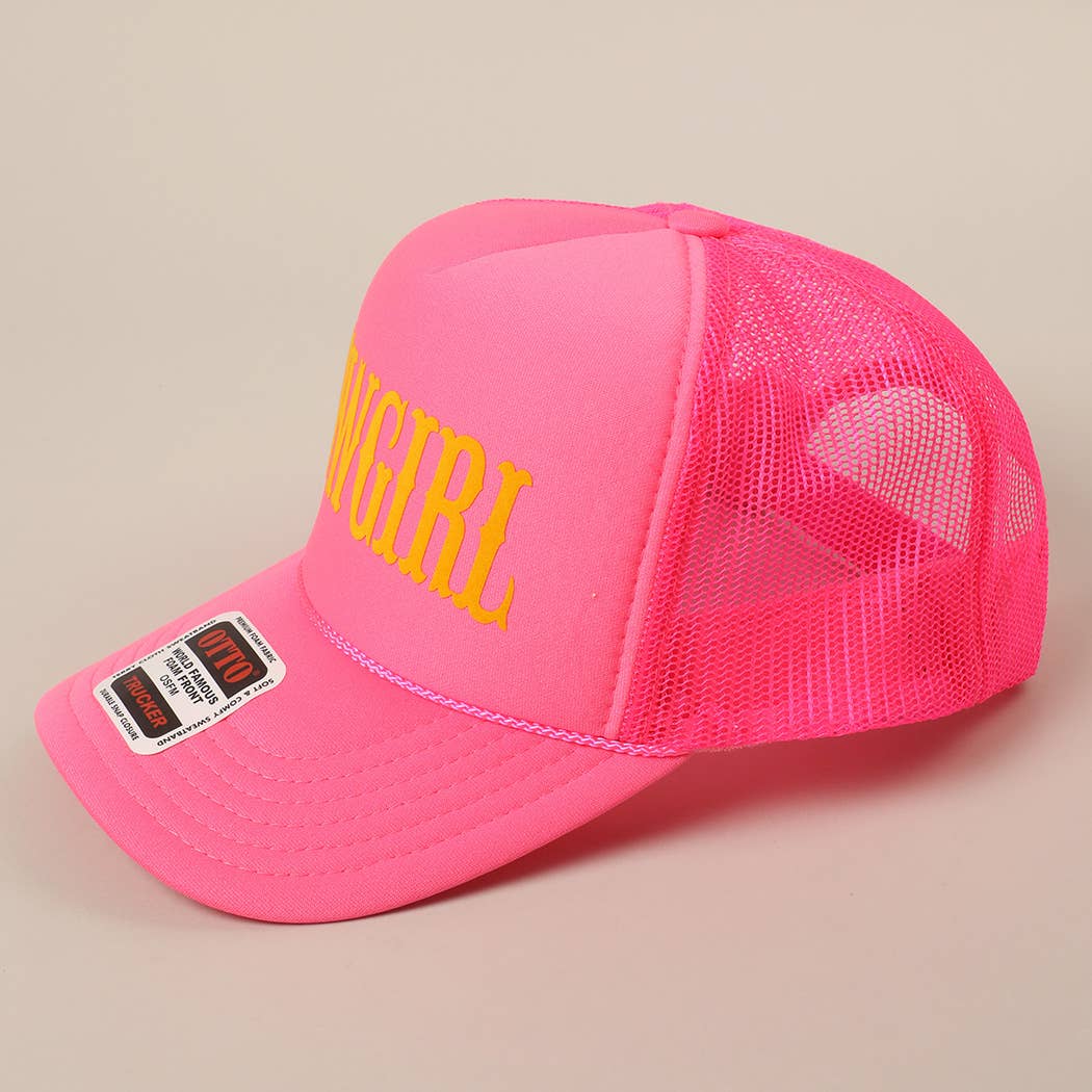 COWGIRL Text Logo Printed Mesh Back Trucker Hat