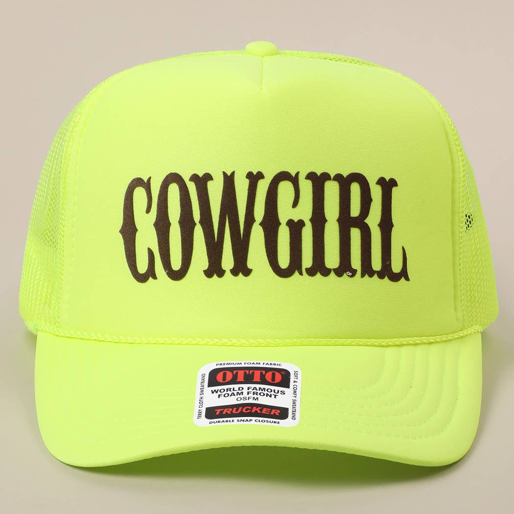 COWGIRL Text Logo Printed Mesh Back Trucker Hat
