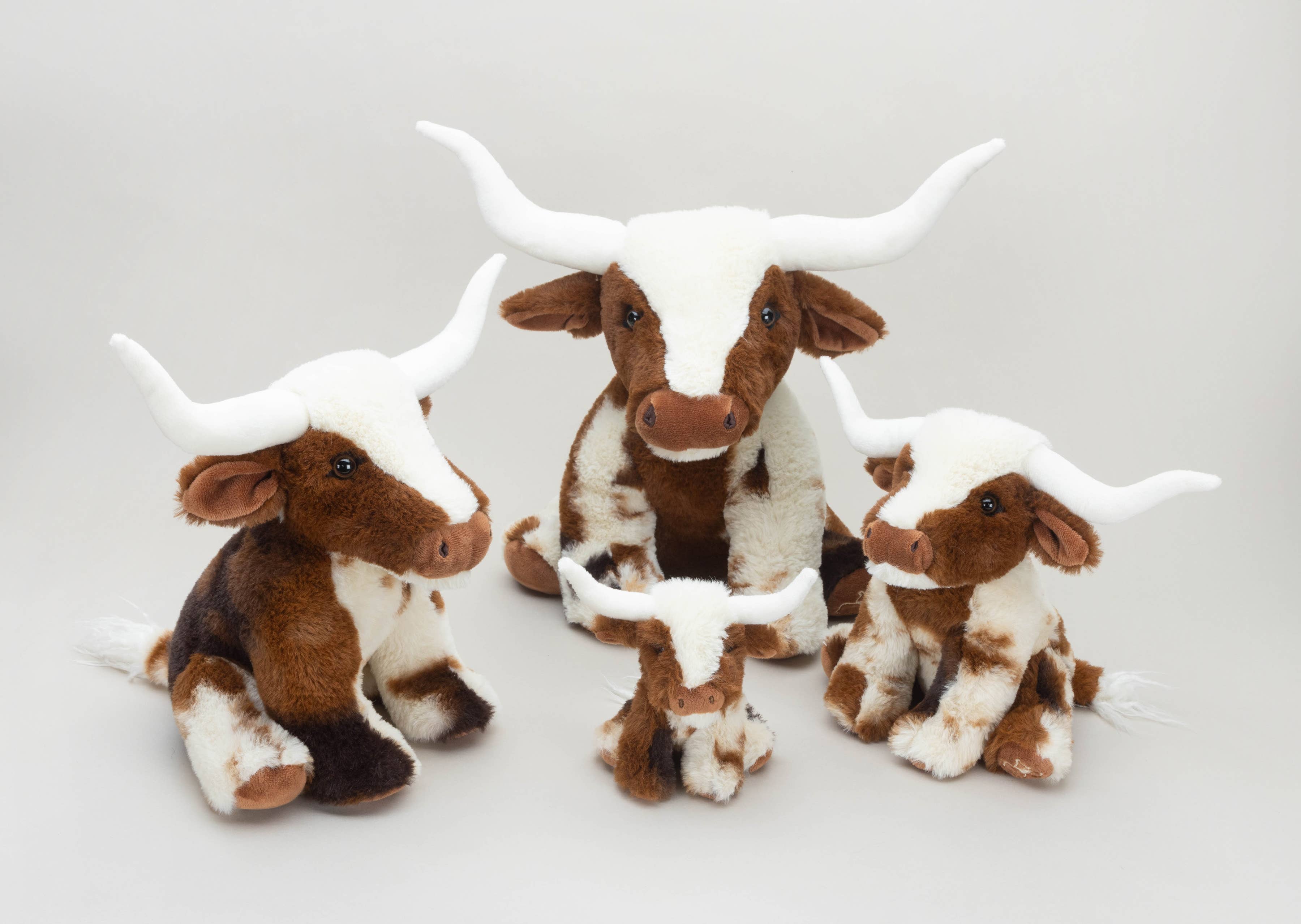 Texas Longhorn Highland Cream Brown Cow Plush Toy 18cm Lo