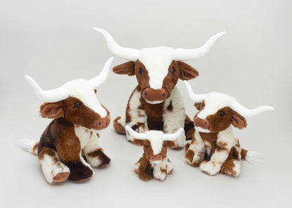 Texas Longhorn Highland Cream Brown Cow Plush Toy 18cm Lo