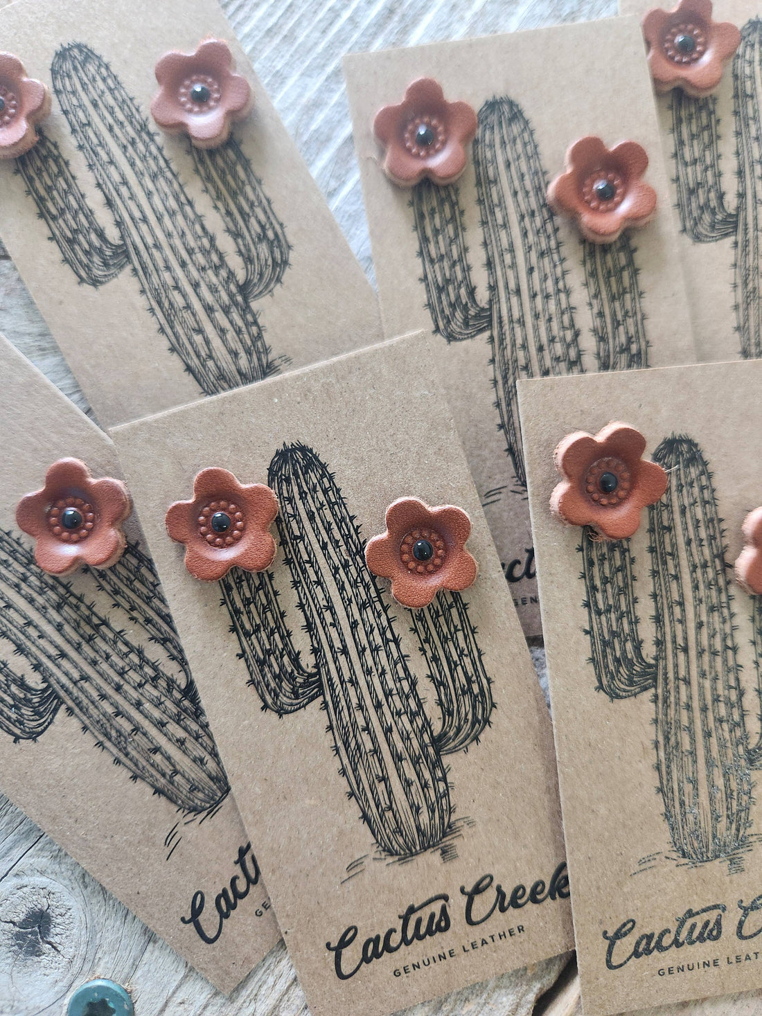 Desert Daisy - Genuine Leather Post Earrings