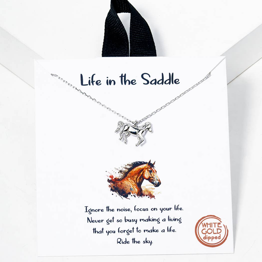 Silver Dipped Running Horse Figure Pendant Necklaces 
