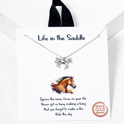 Silver Dipped Running Horse Figure Pendant Necklaces 