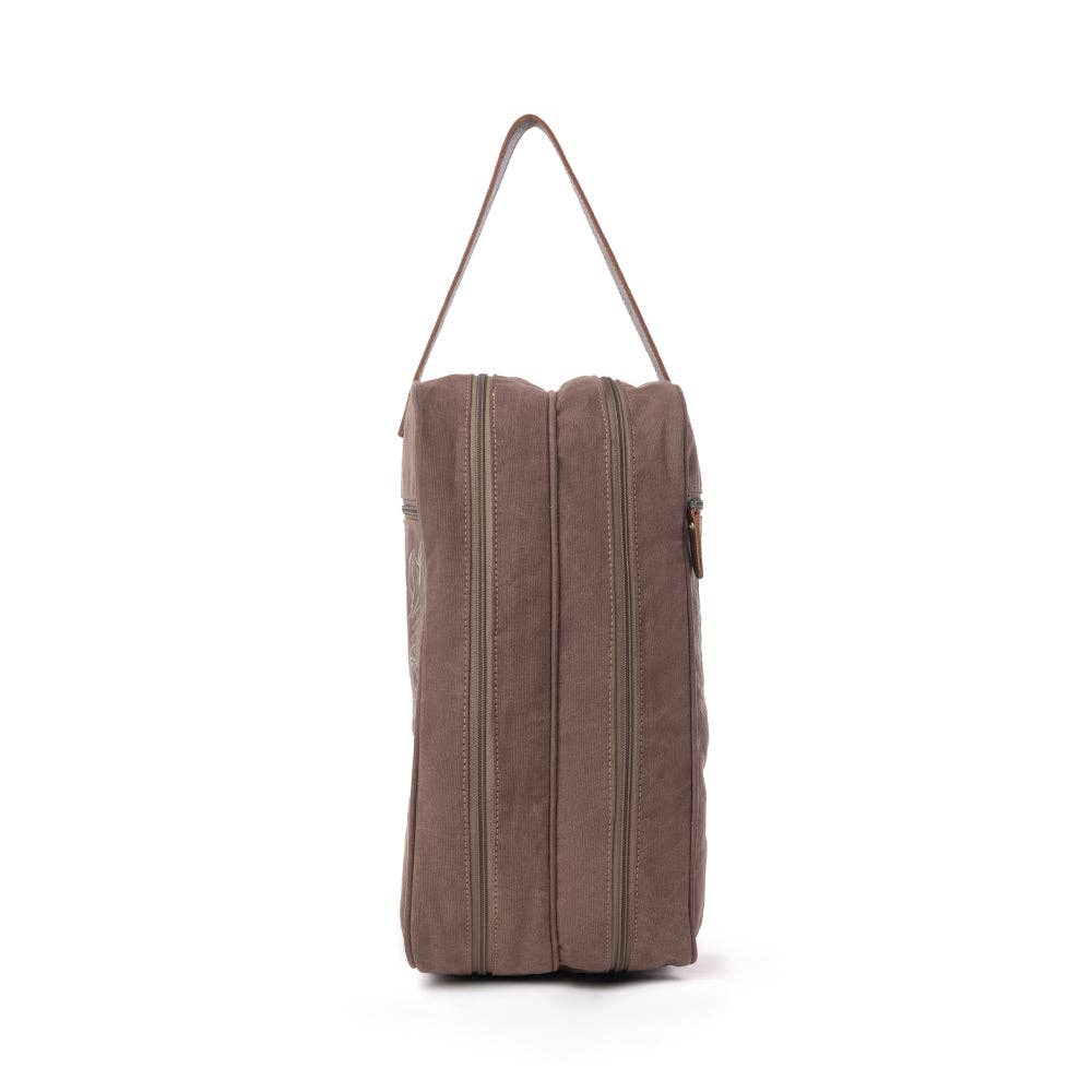 Sunstone Cotton &amp; Leather Boot Bag in Sandy Taupe