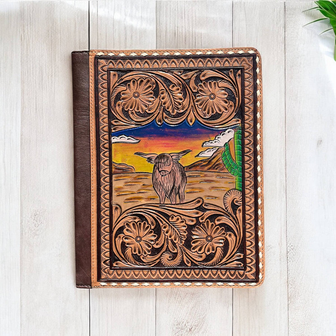 Highland tooled leather folder 
