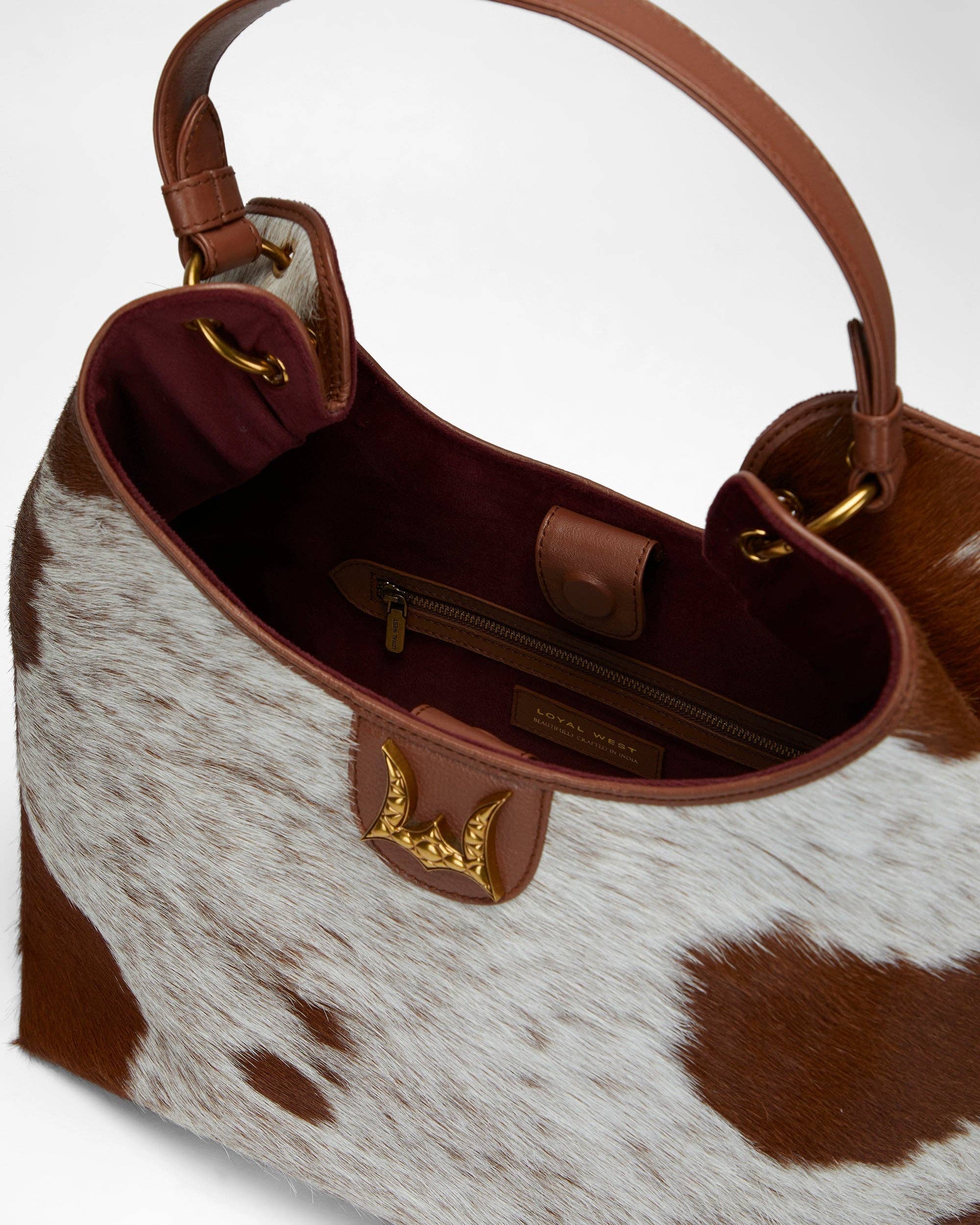 LW Large Purse - In Brown &amp; White Cowhide &amp; Calfskin