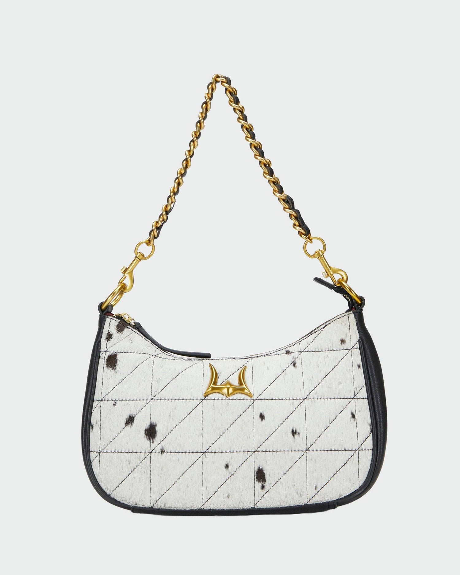 Joe Quilted Nappa Leather Bag - Black &amp; White Cowhide