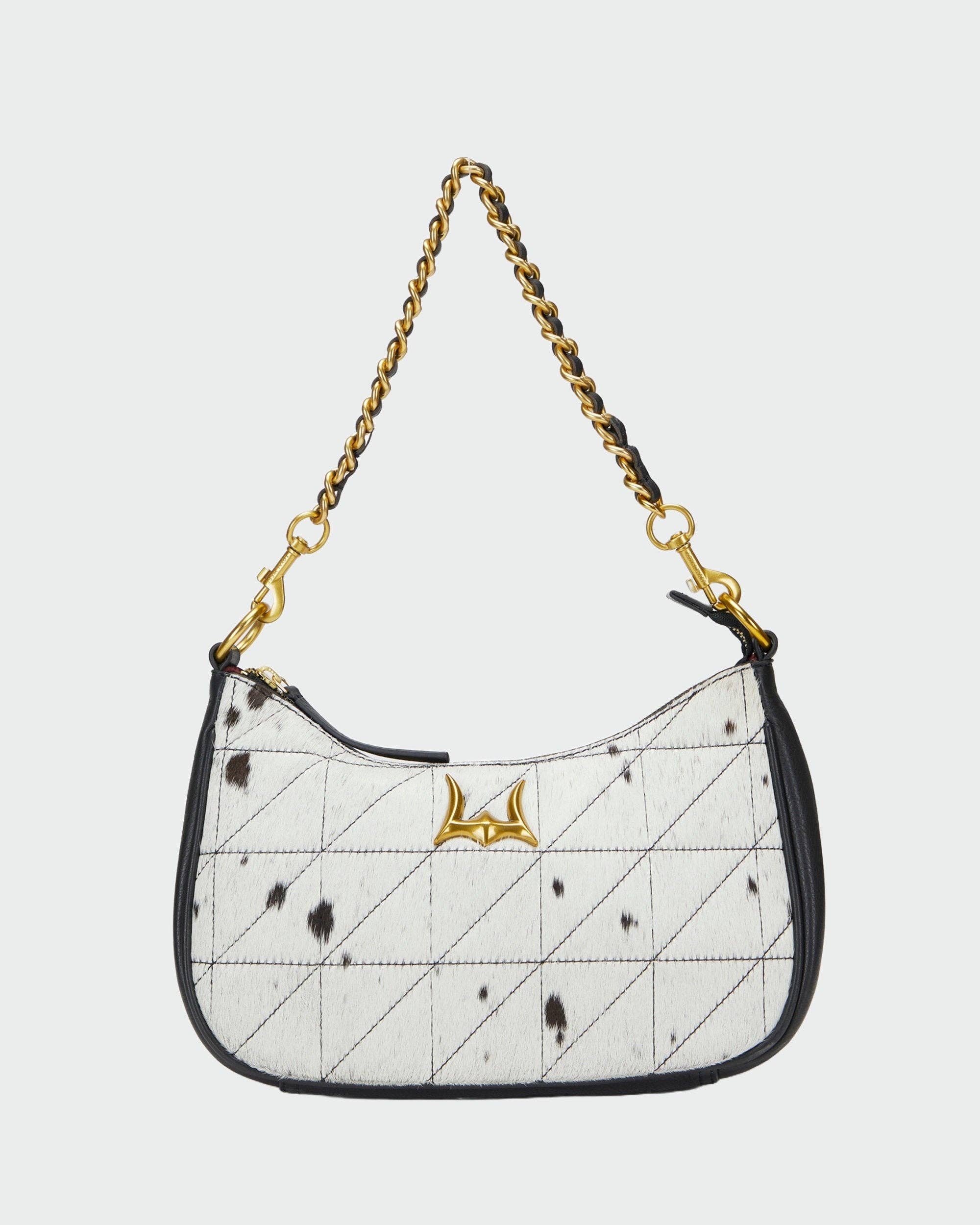 Joe Quilted Nappa Leather Bag - Black &amp; White Cowhide