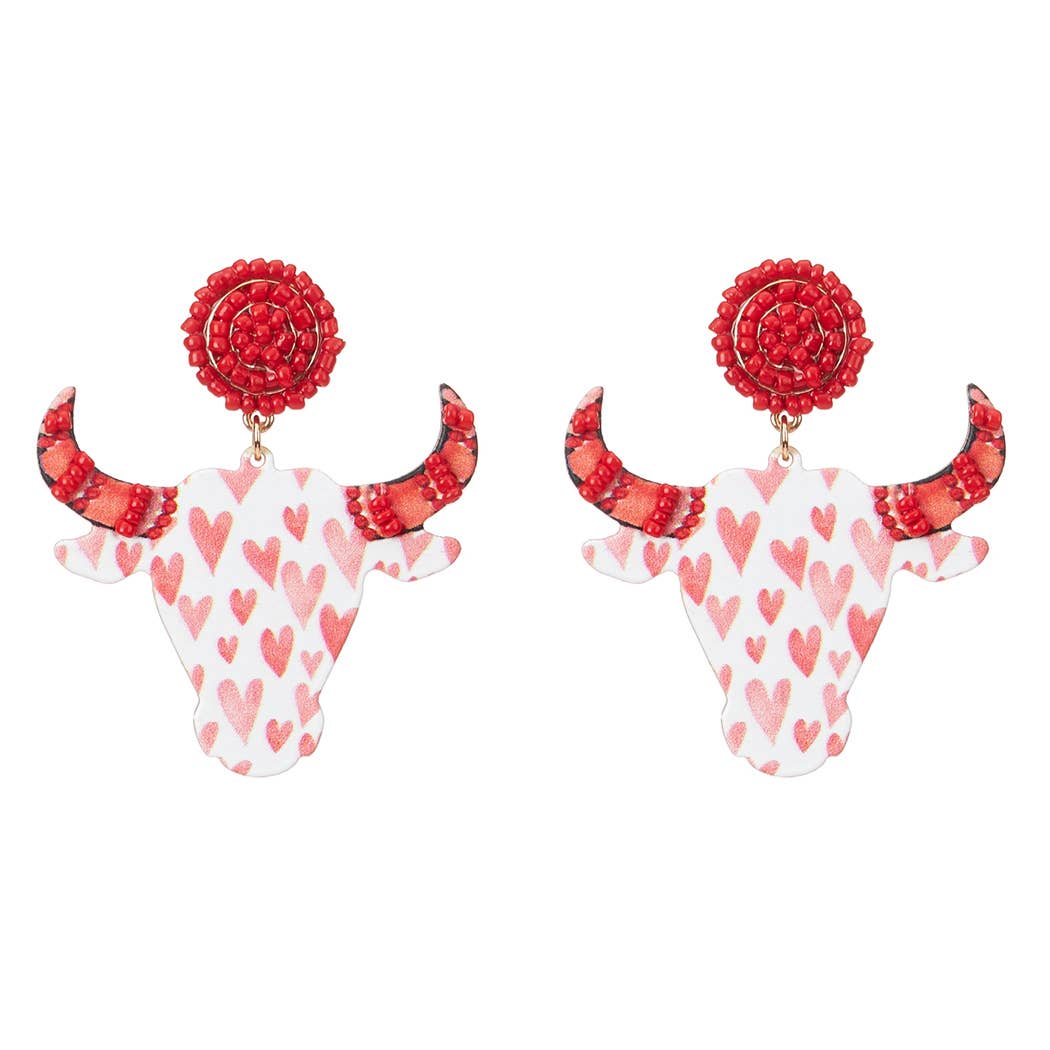 Wooden Bull Head earrings 