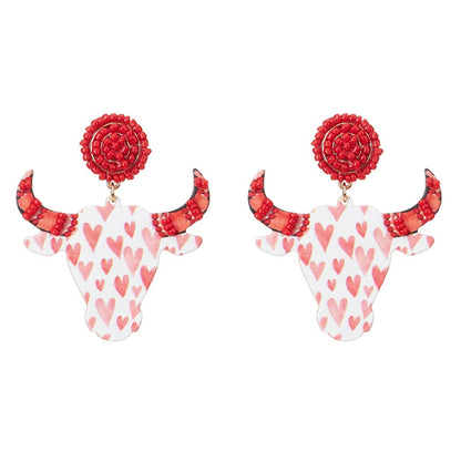Wooden Bull Head earrings 