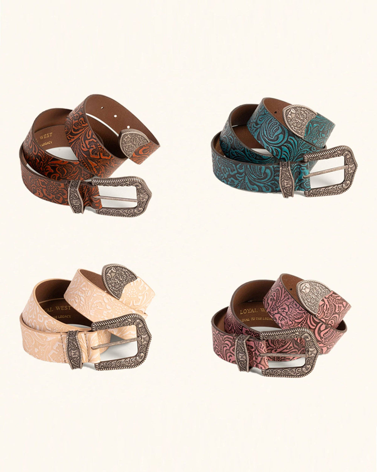 Loyal West Sophia Belt-Pink Floral Leather