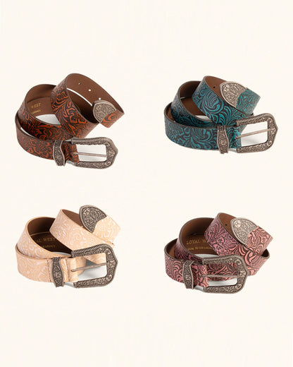 Loyal West Sophia Belt-Pink Floral Leather