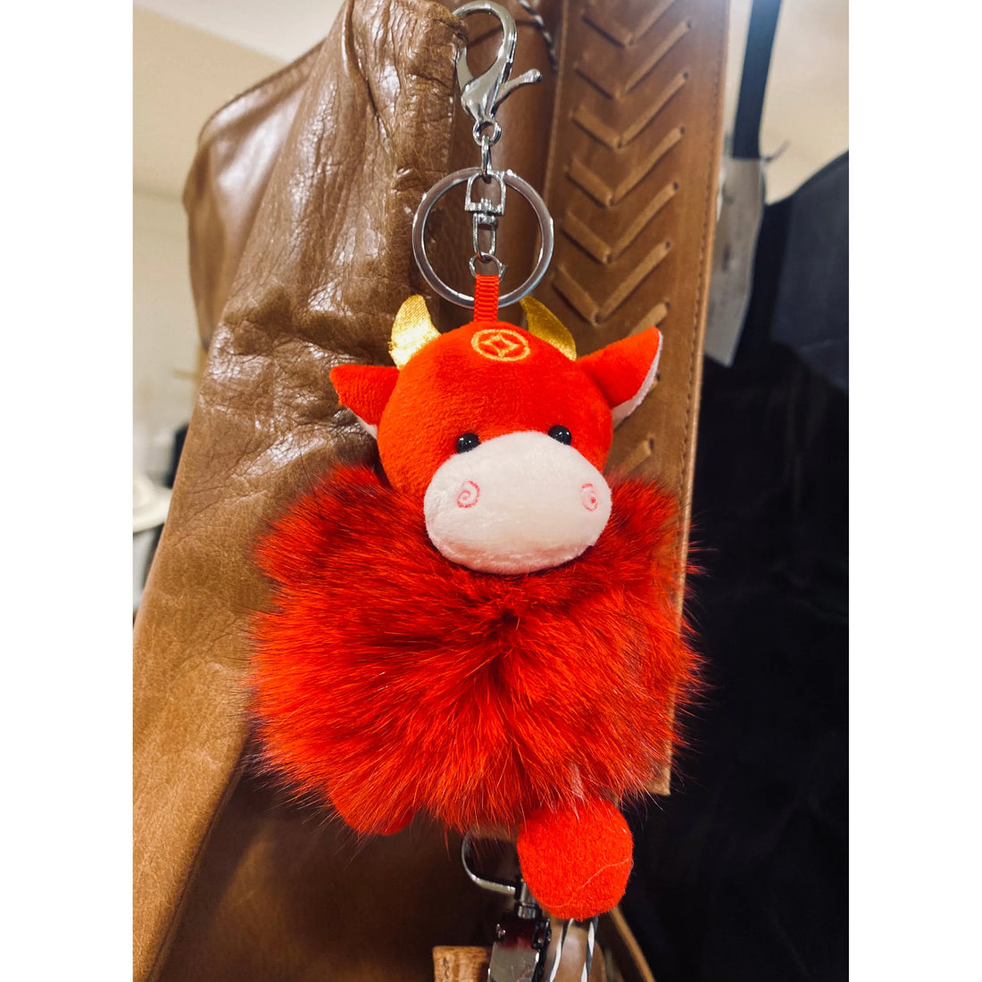 Cow Keychain Red
