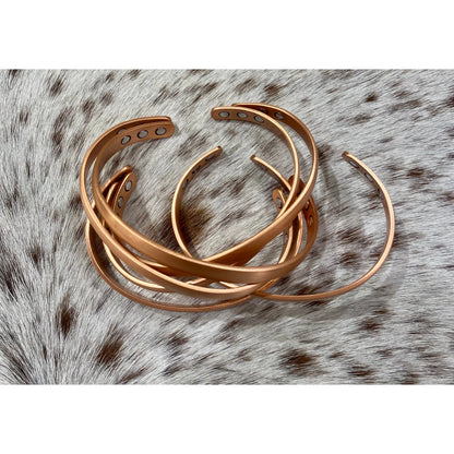 Copper Band Thin Plain Brushed 8 magnets 