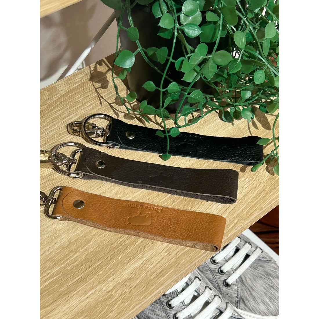 Long Leather Chase &amp; Hide Key Chain