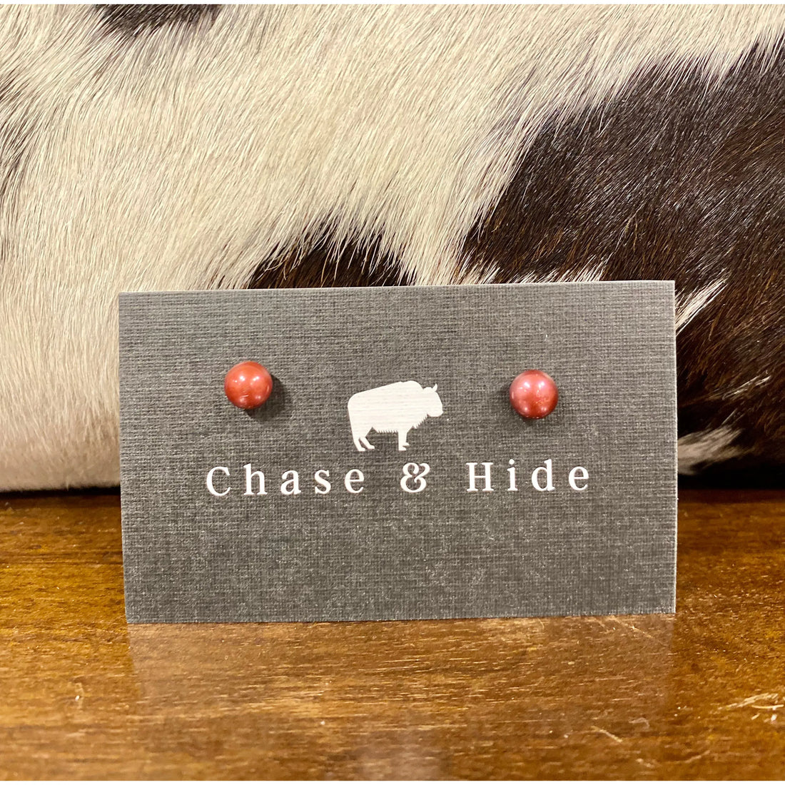 Burgundy Red Pearl Studs 8mm