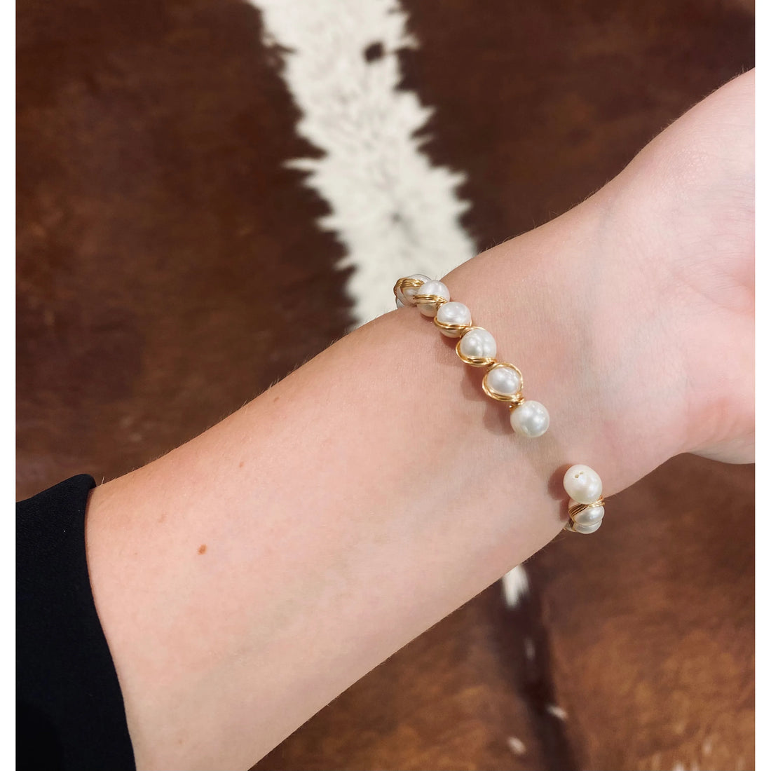 Gold Wrapped Pearl Bracelet 