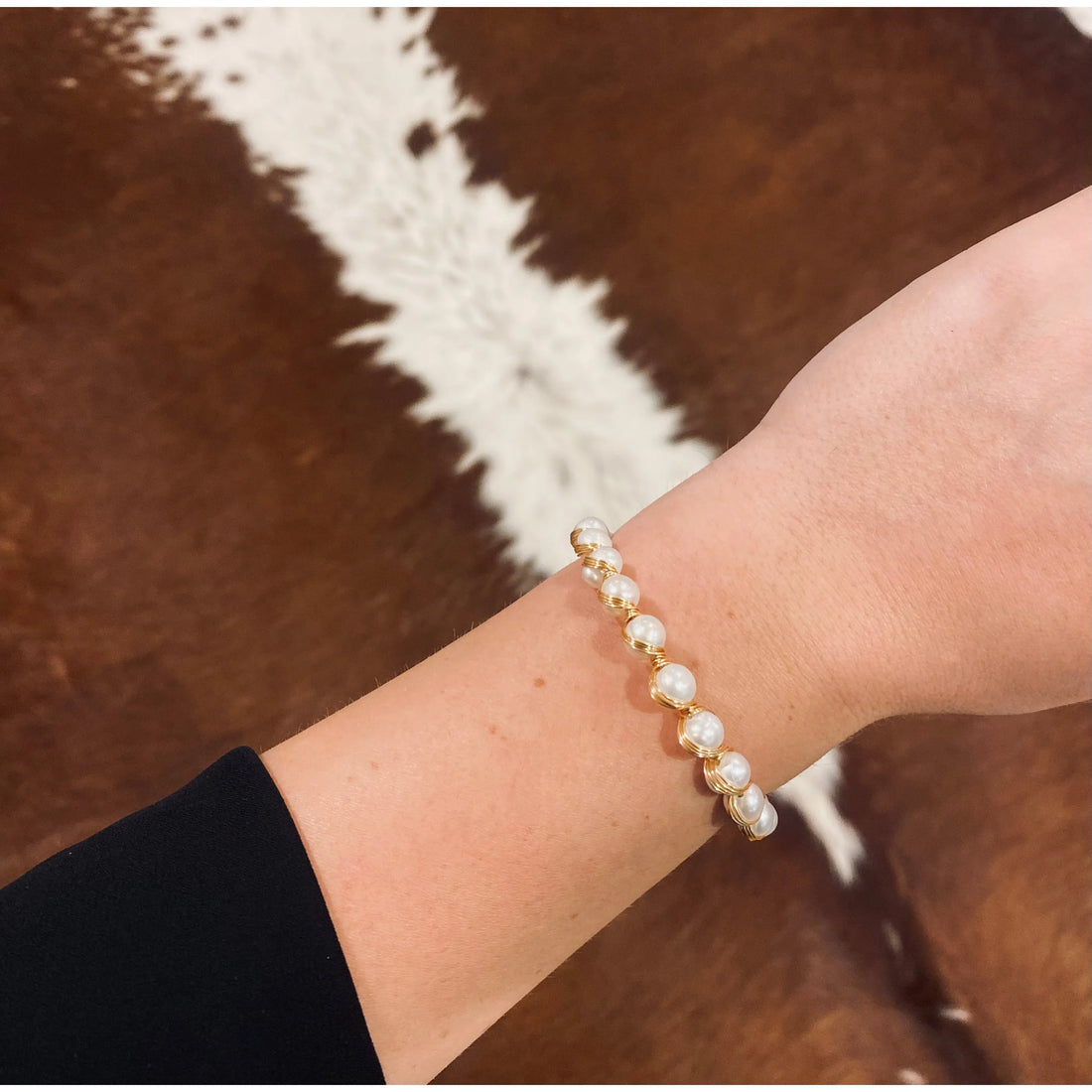 Gold Wrapped Pearl Bracelet 