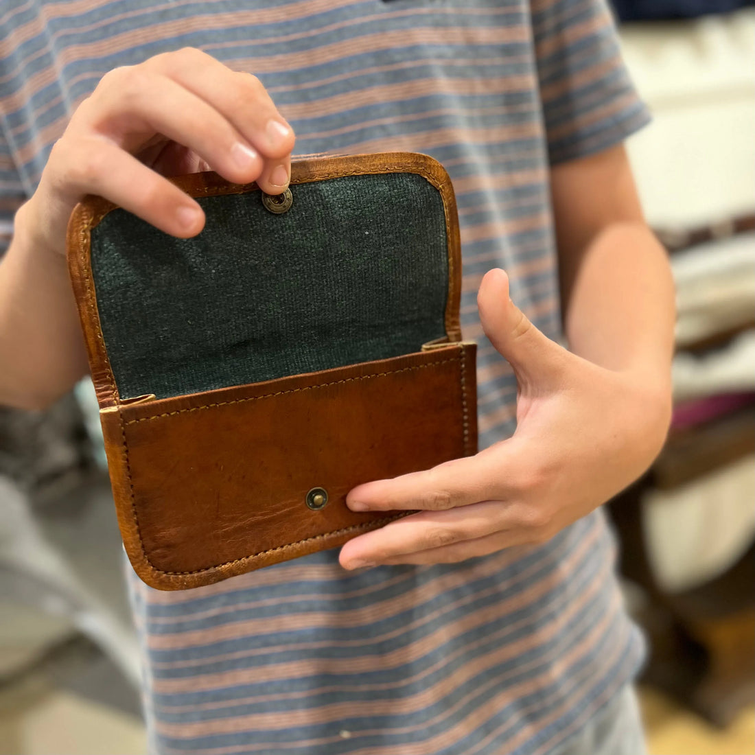 Leather Pouch tobacco - Press Stud