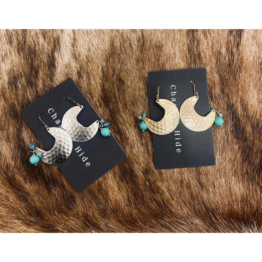 Turquoise Howlite Crystal moon earrings 