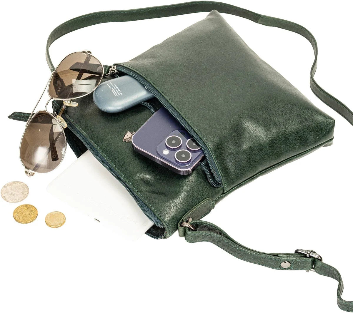 Maple crossbody shoulder bag- Bottle Green