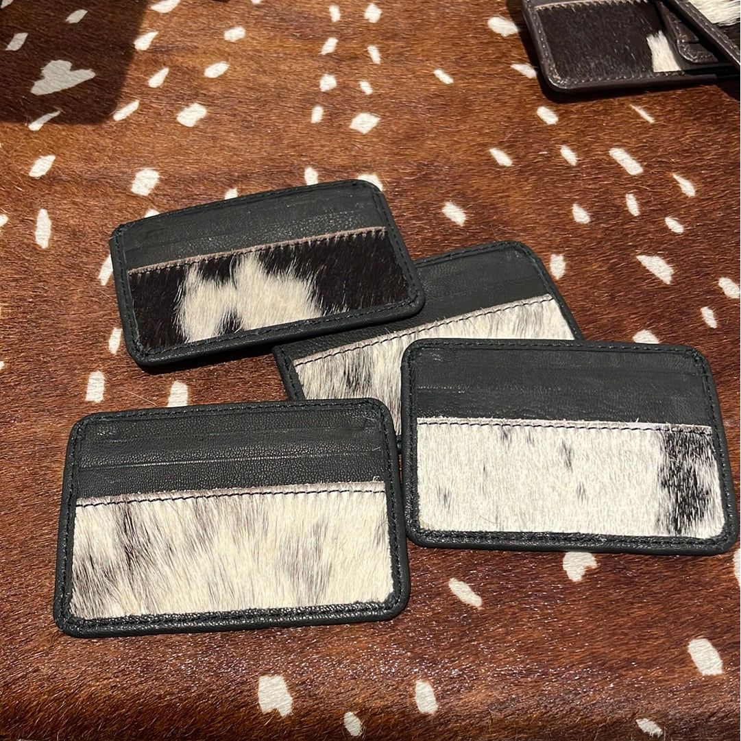 Leather and hide Card Holder Assorted Tones black