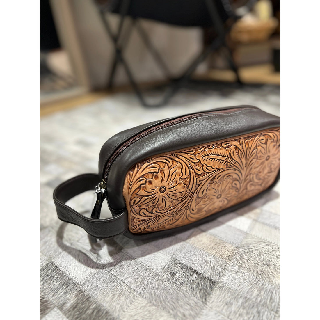 Tooled leather Toiletry Bag 