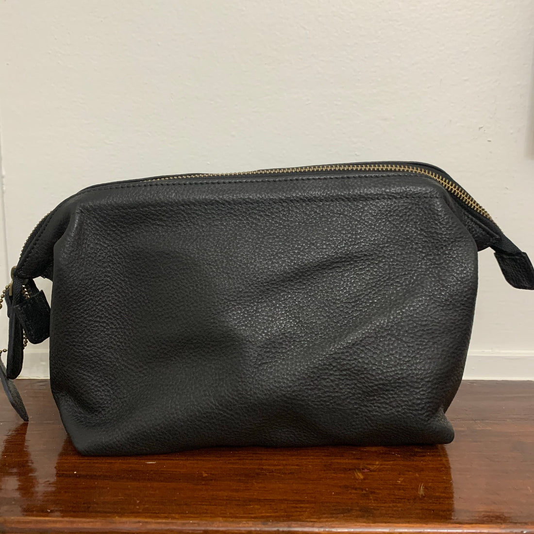 Toiletry Bag Black Leather 