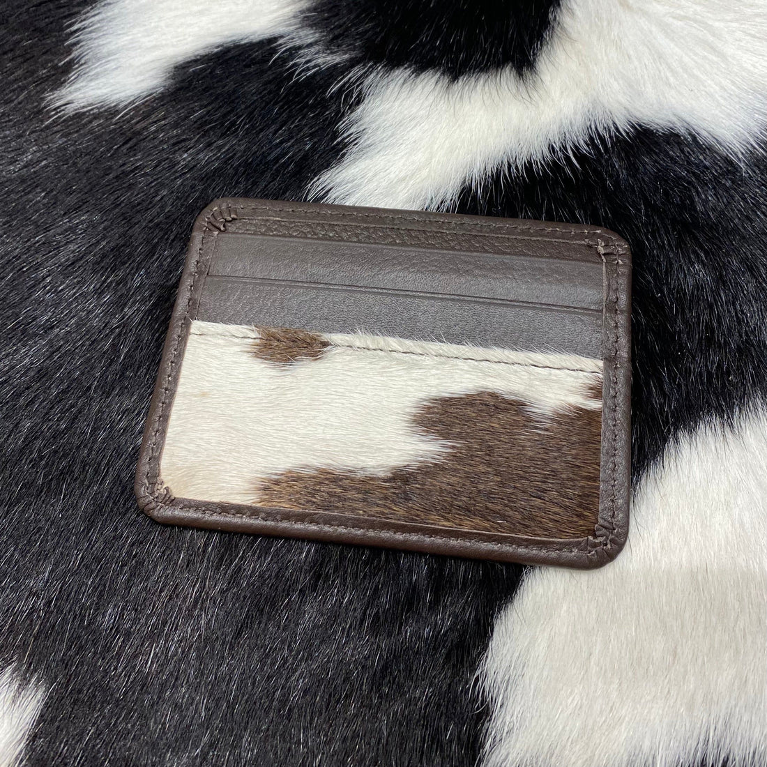 Leather and hide Card Holder dark brown 