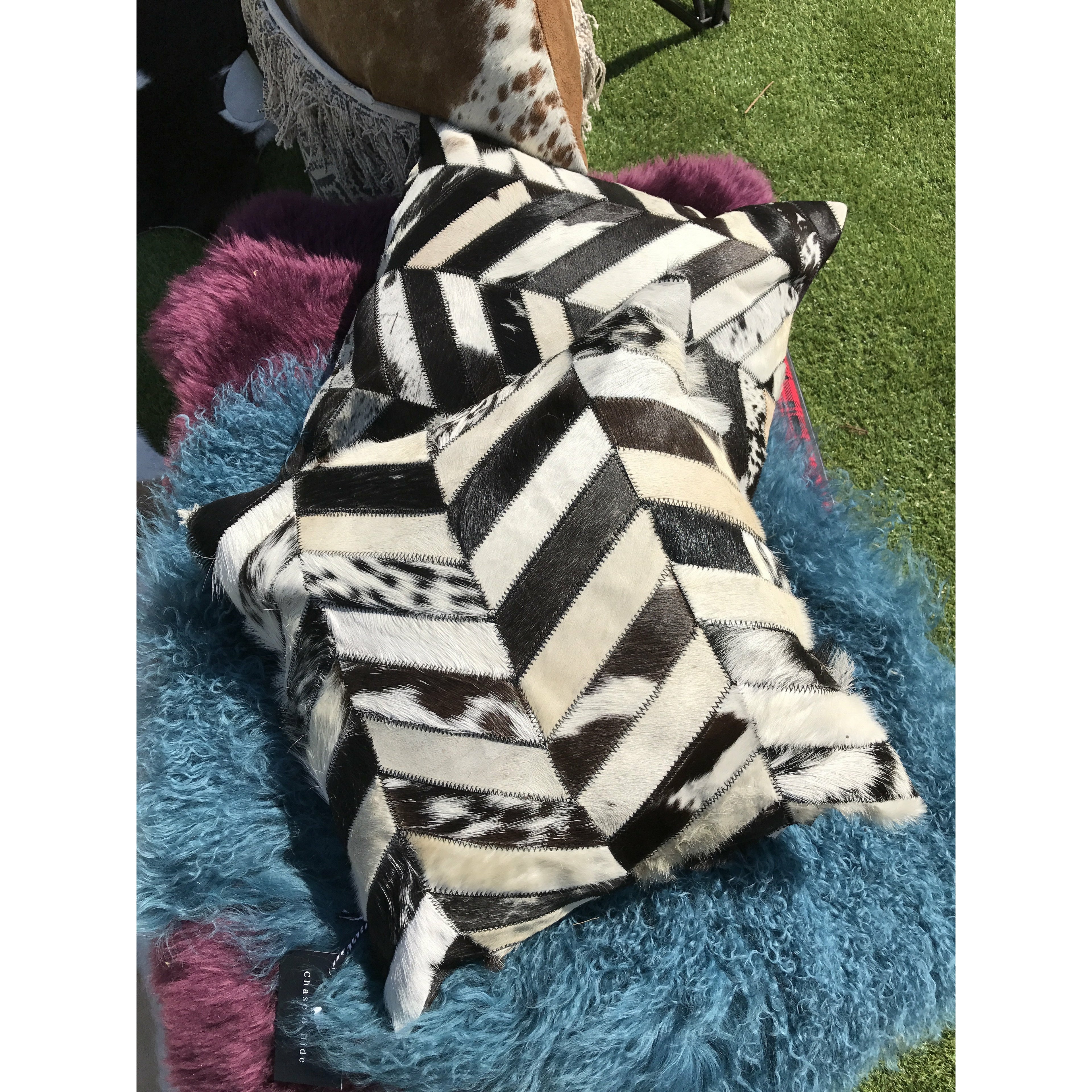 Salt &amp; Pepper Chevron Cushion